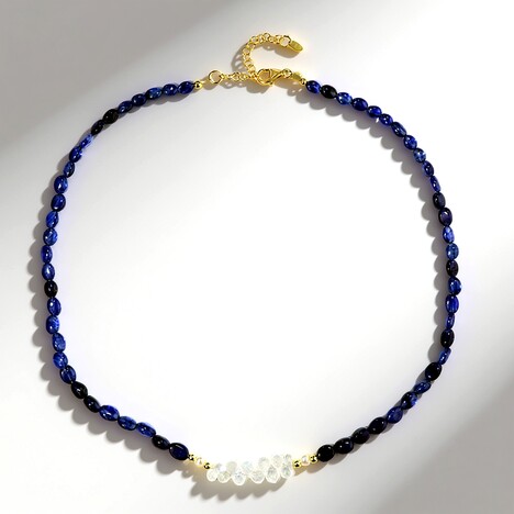 Collana in argento con Zaffiro Blu del Madagascar (Riya)
