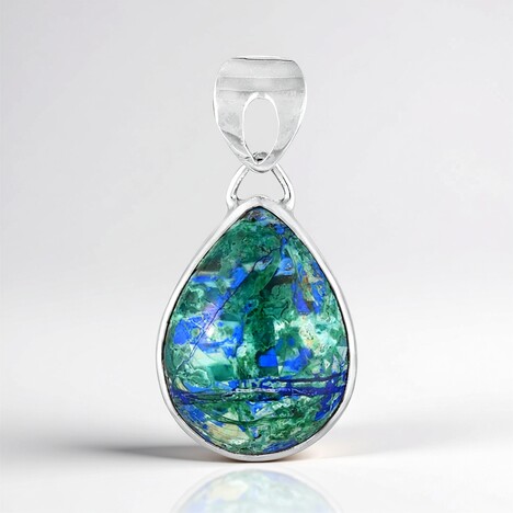 Ciondolo in argento con Malachite Azzurrite (Bali Barong)