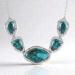 Collier en argent et Turquoise bleue cuivrée de Mohave (Faszination Türkis)