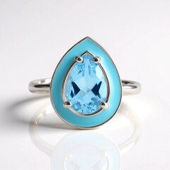 Bague en argent et Topaze bleu Suisse