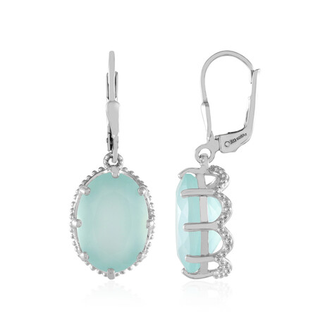 Aqua-Chalzedon-Silberohrringe