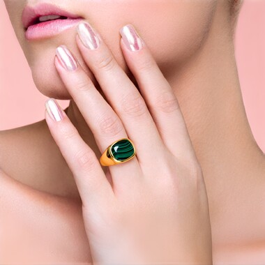 Zilveren ring met een Malachiet (Adela Silber)