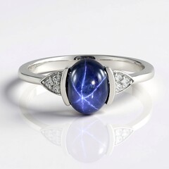 Anello in argento con Zaffiro Stellato Blu