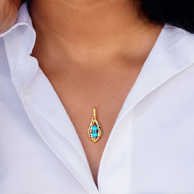 9K Sleeping Beauty Turquoise Gold Pendant (Ornaments by de Melo)