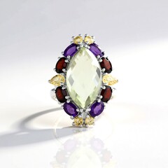 Anello in argento con Ametista Verde