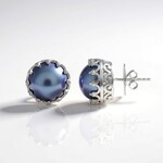 Orecchini in argento con Perla Mabe blu (Dallas Prince Designs)