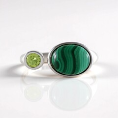 Anello in argento con Malachite