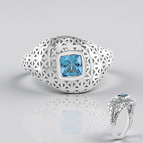 Anello in argento con Topazio Blu Svizzero