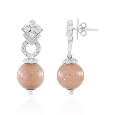 Zilveren oorbellen met Perzik Maanstenen (Dallas Prince Designs)