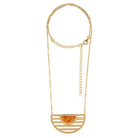 Collar en plata con Ámbar báltico cognac (dagen)