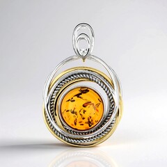 Ciondolo in argento con Ambra Baltica Cognac (dagen)