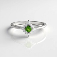 Bague en argent et Diopside de Russie
