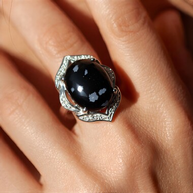 Schneeflocken-Obsidian-Silberring