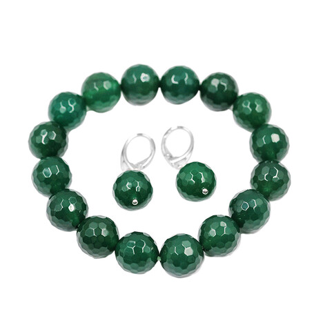 Set en plata con Ágata verde
