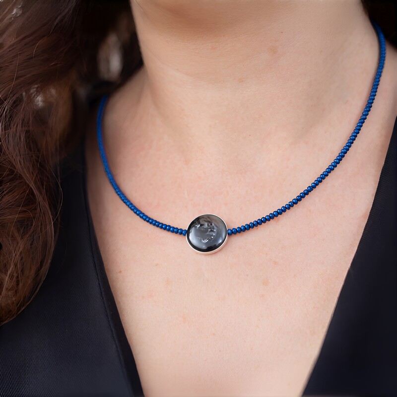 Edelstein-Silberhalskette