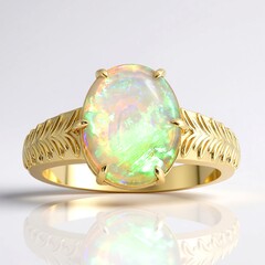 Anello in oro con Opale di Mintabie (AMAYANI)