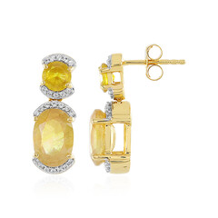 Boucles d'oreilles en argent et Saphir jaune de Madagascar