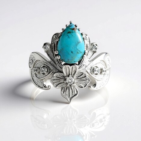 Anello in argento con Turchese Kingman Mohave Blu