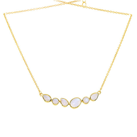 Collier en argent et Pierre de Lune arc-en-ciel