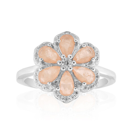 Anillo en plata con Cuarzo durazno pastel