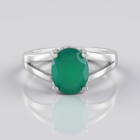 Anello in argento con Onice Verde