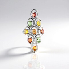 Anello in argento con Zaffiro Fancy