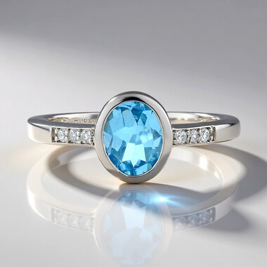 Bague en argent et Topaze bleu Suisse