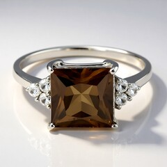 Anello in argento con Quarzo Fumè