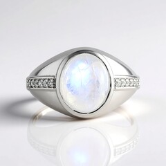 Anello in argento con Pietra di Luna Arcobaleno