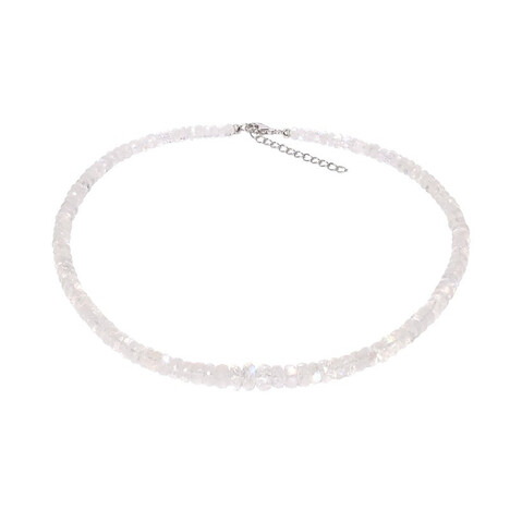 Zilveren halsketting met regenboog maanstenen