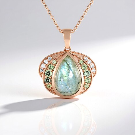 Collana in argento con Labradorite Verde Maniry (KM by Juwelo)