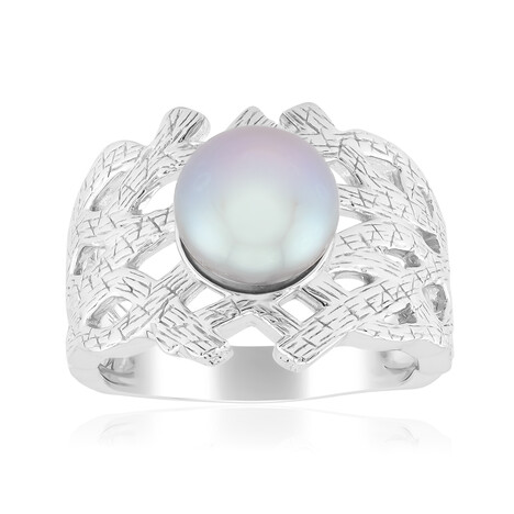 Bague en argent et Perle de culture d'eau douce argentée (MONOSONO COLLECTION)