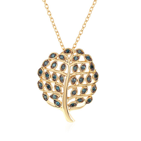 Blauer I3 Diamant-Silberhalskette