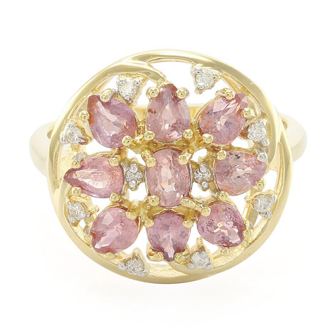 Nicht erhitzter Padparadscha-Saphir-Goldring (AMAYANI)