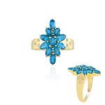 Bague en argent et Apatite bleu néon