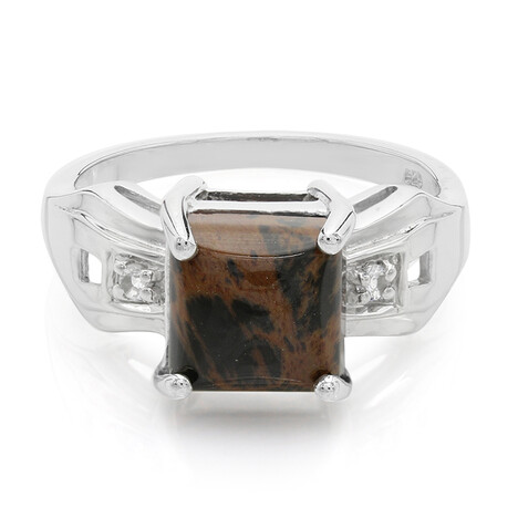 Mahagoni-Obsidian-Silberring