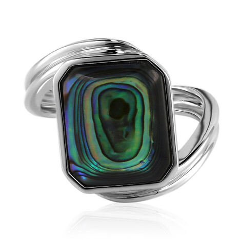Zilveren ring met een Abalone schelp (MONOSONO COLLECTION)