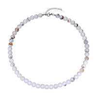 Collana in argento con Agata porcellana bianca