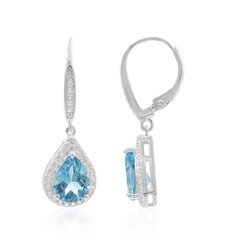 Boucles d'oreilles en argent et Topaze bleu Suisse
