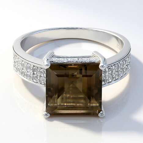 Anello in argento con Quarzo Fumè