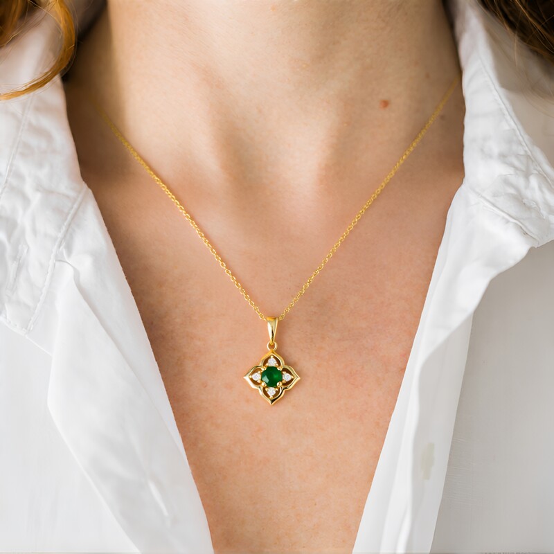 14K AAA Zambian Emerald Gold Necklace (CIRARI)
