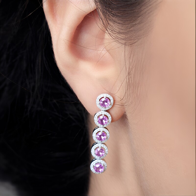 Zilveren oorbellen met amethisten