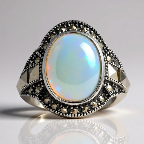 Anello in argento con Opale di Welo (Annette classic)