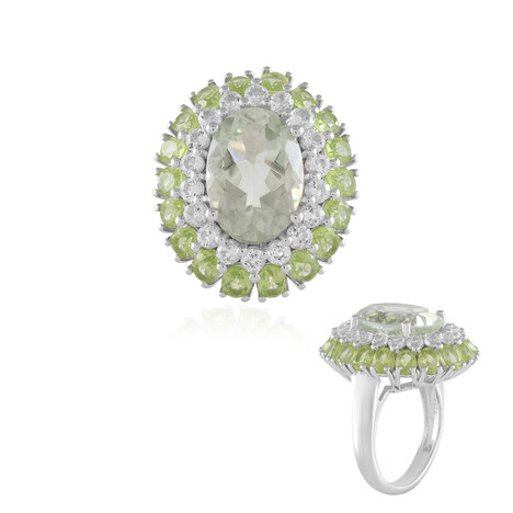 Zilveren ring met een groene amethist