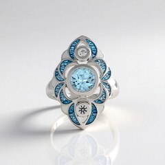 Anello in argento con Topazio Blu Cielo (Adela Silber)