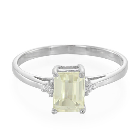 Zilveren ring met een kanariegele kunziet