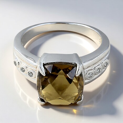 Anello in argento con Quarzo Cognac
