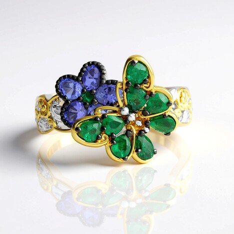 Anello in argento con Smeraldo Zambia (Gems en Vogue)