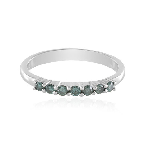 Blauer I2 Brillant-Silberring