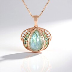 Collana in argento con Labradorite Verde Maniry (KM by Juwelo)